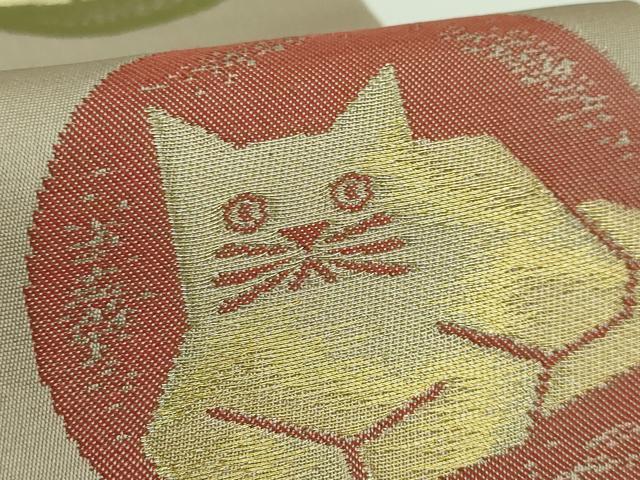 平和屋着物●極上　つけ帯　猫　金糸　逸品　DZAB4265kh6