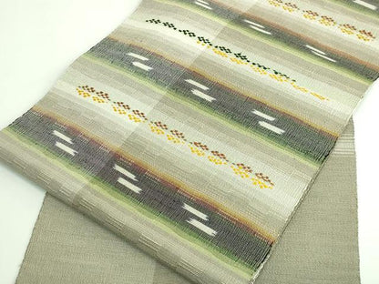 平和屋着物●極上　首里　ロートン織　道屯織　八寸名古屋帯　横段文　逸品　DZAB4282kh6