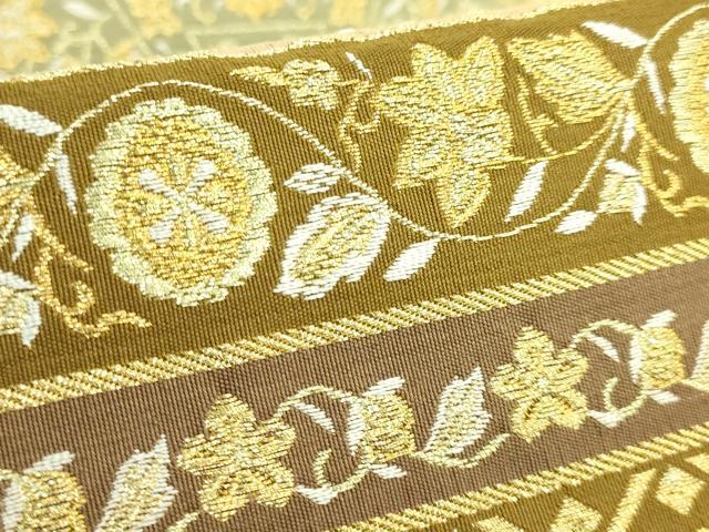 平和屋着物●極上　西陣　河村織物　河村つづれ　六通柄袋帯　花唐草　金糸　逸品　DZAB4290kh6