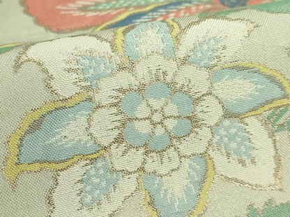 平和屋本店●極上　洛風林　工芸帯地　六通柄袋帯　更紗花文　金糸　逸品　DZAB4293kh6
