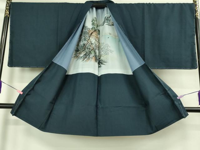 平和屋着物●極上　男性　紬　アンサンブル　長襦袢(袷)・長羽織セット　キングサイズ　亀甲柄　逸品　未使用　DZAB4303kh6