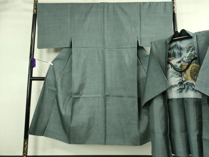 平和屋着物●極上　男性　本場大島紬　アンサンブル　長羽織　100亀甲　総詰め　逸品　DZAB4308kh6