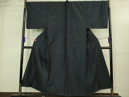 平和屋着物●極上　男性　結城紬　アンサンブル　杢　濃い青褐色　逸品　未使用　DZAB4311kh6