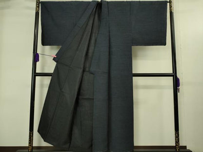平和屋着物●極上　男性　結城紬　アンサンブル　杢　濃い青褐色　逸品　未使用　DZAB4311kh6