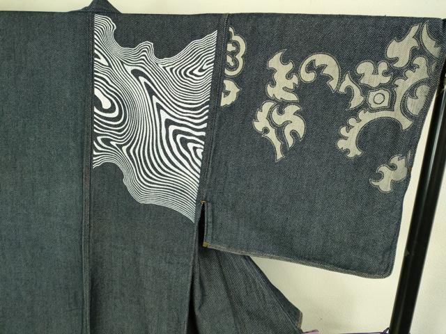 平和屋着物▽極上　男性　キモノデザイナー　斉藤上太郎　訪問着　単衣　綿　流水文　逸品　DZAB4312kh6