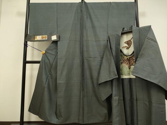 平和屋着物●極上　男性　本場大島紬　アンサンブル　長羽織　100亀甲　総詰め　畠隅彦作　羽裏・鷹　証紙付き　逸品　DZAB4314kh6