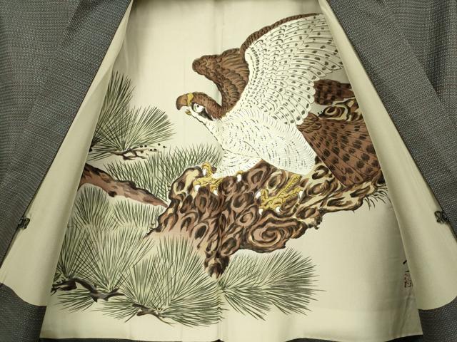 平和屋着物●極上　男性　本場大島紬　アンサンブル　長羽織　100亀甲　総詰め　畠隅彦作　羽裏・鷹　証紙付き　逸品　DZAB4314kh6