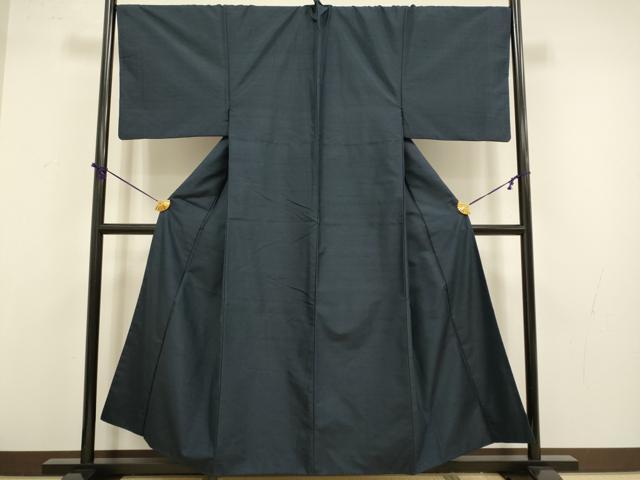 平和屋着物●極上　男性　紬　アンサンブル　キングサイズ　濃い藍鉄色　逸品　DZAB4316kh6