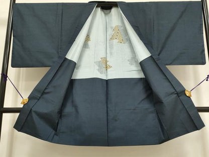 平和屋着物●極上　男性　本場大島紬　アンサンブル　長襦袢(袷)・長羽織セット　100亀甲　総詰め　逸品　DZAB4318kh6