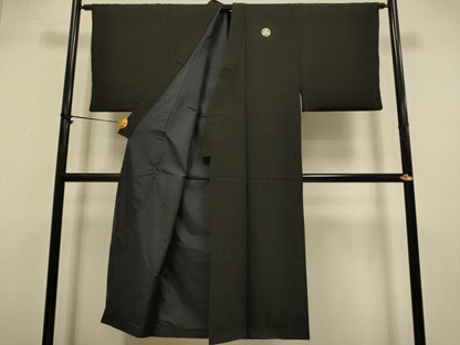 平和屋着物●極上　男性　黒紋付　羽織セット　羽裏：鹿・栗　逸品　DZAB4319kh6