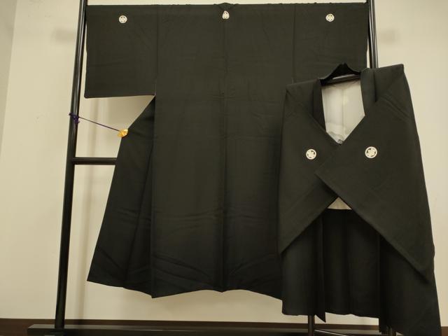 平和屋着物●極上　男性　黒紋付　羽織セット　逸品　DZAB4320kh6