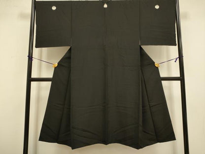平和屋着物●極上　男性　黒紋付　羽織セット　逸品　DZAB4320kh6