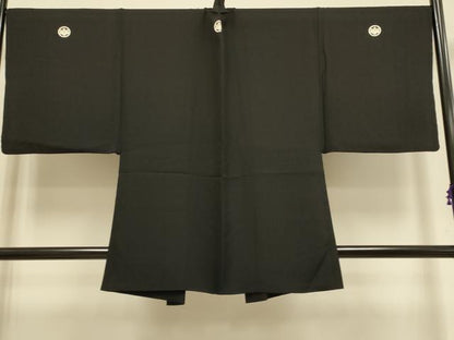 平和屋着物●極上　男性　黒紋付　羽織セット　逸品　DZAB4320kh6