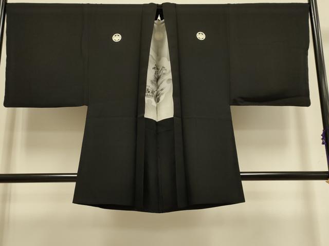 平和屋着物●極上　男性　黒紋付　羽織セット　逸品　DZAB4320kh6
