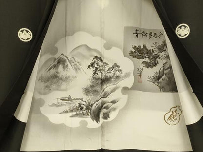 平和屋着物●極上　男性　黒紋付　羽織セット　逸品　DZAB4320kh6