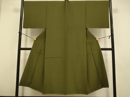平和屋着物●極上　男性　色無地　アンサンブル　長羽織　濃い璃寛茶色　逸品　未使用　DZAB4321kh6