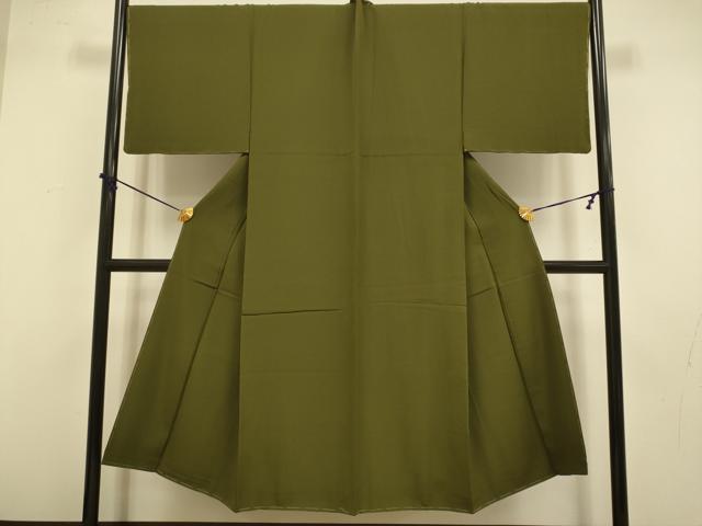 平和屋着物●極上　男性　色無地　アンサンブル　長羽織　濃い璃寛茶色　逸品　未使用　DZAB4321kh6