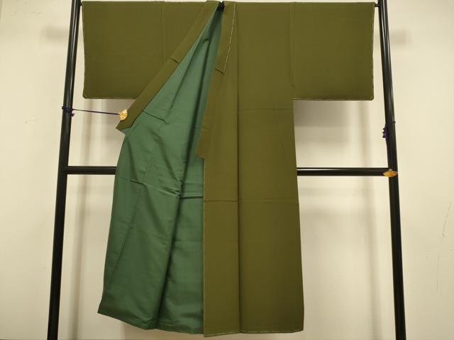 平和屋着物●極上　男性　色無地　アンサンブル　長羽織　濃い璃寛茶色　逸品　未使用　DZAB4321kh6