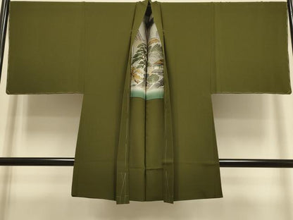 平和屋着物●極上　男性　色無地　アンサンブル　長羽織　濃い璃寛茶色　逸品　未使用　DZAB4321kh6