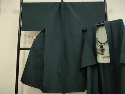 平和屋着物●極上　男性　紬　アンサンブル　色無地　濃い褐返色　逸品　DZAB4323kh6