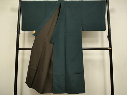 平和屋着物●極上　男性　紬　アンサンブル　色無地　濃い褐返色　逸品　DZAB4323kh6