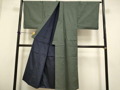 平和屋着物●極上　男性　紬　アンサンブル　長羽織　亀甲柄　羽裏・宝船　逸品　DZAB4324kh6