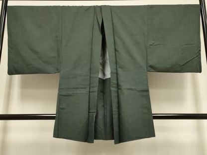 平和屋着物●極上　男性　紬　アンサンブル　長羽織　亀甲柄　羽裏・宝船　逸品　DZAB4324kh6