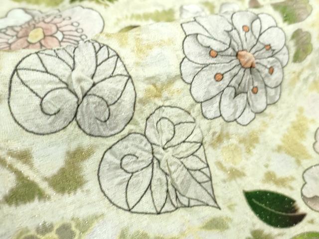 平和屋本店●極上　訪問着　辻が花　黒地　金彩　銀通し地　逸品　未使用　DZAB4326kh6