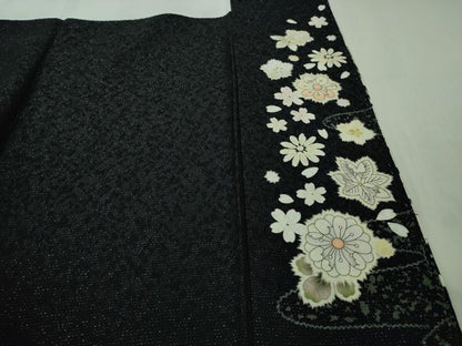 平和屋本店●極上　訪問着　辻が花　黒地　金彩　銀通し地　逸品　未使用　DZAB4326kh6