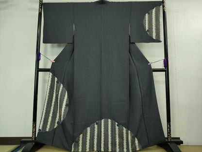 平和屋着物●極上　訪問着　駒刺繍　鹿の子　雪輪文　青褐色地　金彩　逸品　DZAB4328kh6