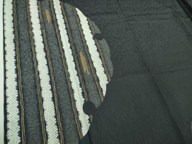平和屋着物●極上　訪問着　駒刺繍　鹿の子　雪輪文　青褐色地　金彩　逸品　DZAB4328kh6