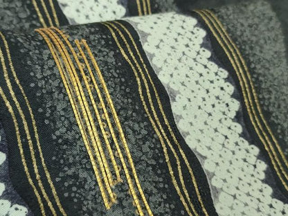 平和屋着物●極上　訪問着　駒刺繍　鹿の子　雪輪文　青褐色地　金彩　逸品　DZAB4328kh6