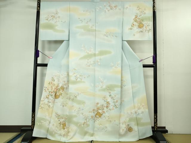 平和屋本店●極上　訪問着　駒刺繍　花篭文　暈し染め　金彩　逸品　DZAB4330kh6