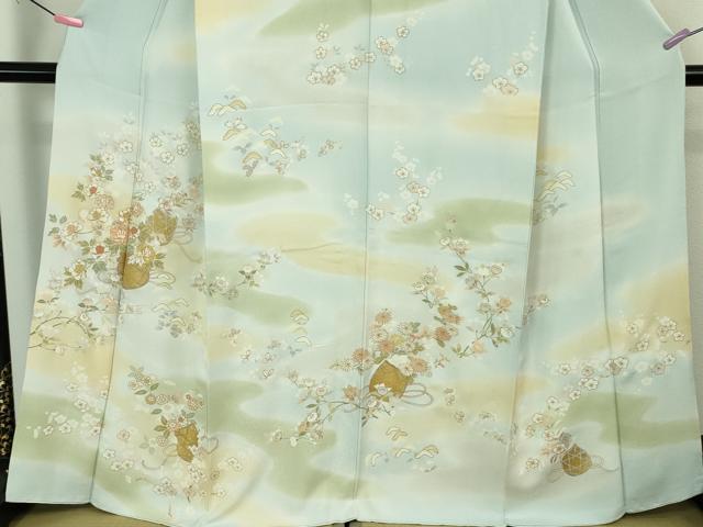 平和屋本店●極上　訪問着　駒刺繍　花篭文　暈し染め　金彩　逸品　DZAB4330kh6