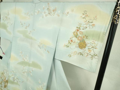 平和屋本店●極上　訪問着　駒刺繍　花篭文　暈し染め　金彩　逸品　DZAB4330kh6