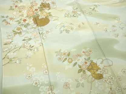 平和屋本店●極上　訪問着　駒刺繍　花篭文　暈し染め　金彩　逸品　DZAB4330kh6