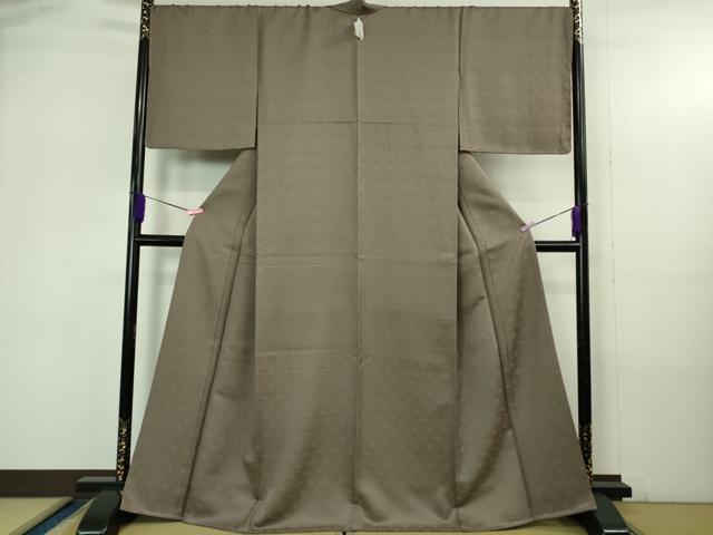 平和屋着物●極上　色無地　草花地紋　赤墨色地　金通し地　反端付き　逸品　未使用　DZAB4332kh6