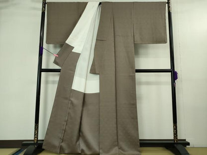 平和屋着物●極上　色無地　草花地紋　赤墨色地　金通し地　反端付き　逸品　未使用　DZAB4332kh6