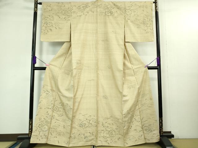平和屋着物●極上　インド・アッサム　野蚕糸　手織　ムガシルク　訪問着　辻が花　浅黄色地　逸品　DZAB4333kh6