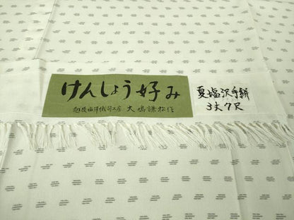 平和屋着物＊極上　夏物　本塩沢　夏塩沢　手絣　越後塩澤織司工房　大嶋謙松作　けんしょう好み　大丸扱い　証紙付き　逸品　DZAB4334kh6