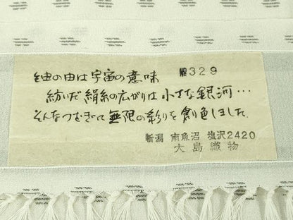 平和屋着物＊極上　夏物　本塩沢　夏塩沢　手絣　越後塩澤織司工房　大嶋謙松作　けんしょう好み　大丸扱い　証紙付き　逸品　DZAB4334kh6