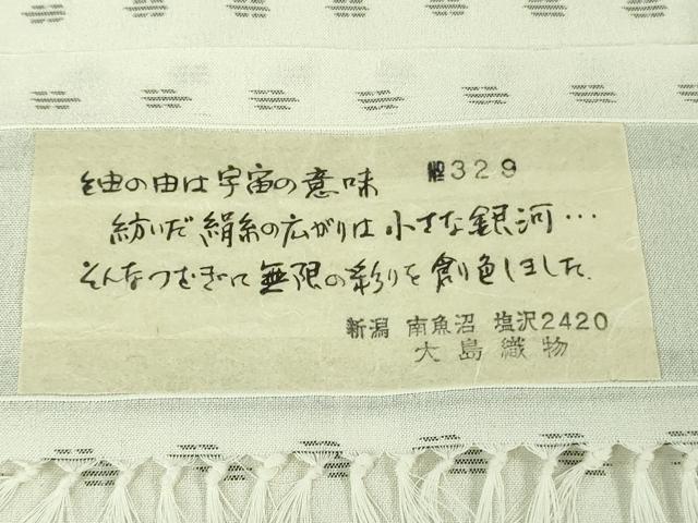 平和屋着物＊極上　夏物　本塩沢　夏塩沢　手絣　越後塩澤織司工房　大嶋謙松作　けんしょう好み　大丸扱い　証紙付き　逸品　DZAB4334kh6