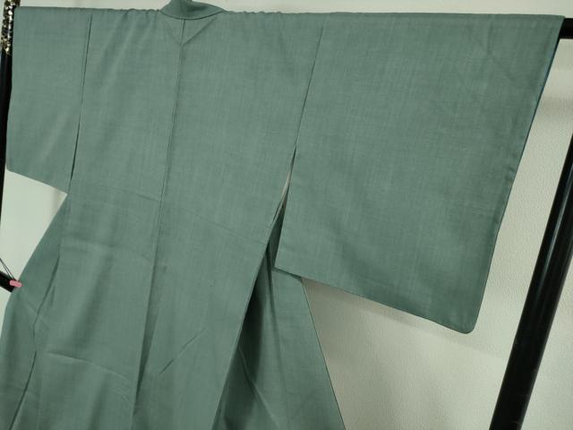 平和屋本店●極上　本場結城紬　重要無形文化財　色無地　水浅葱色　逸品　DZAB4336kh6