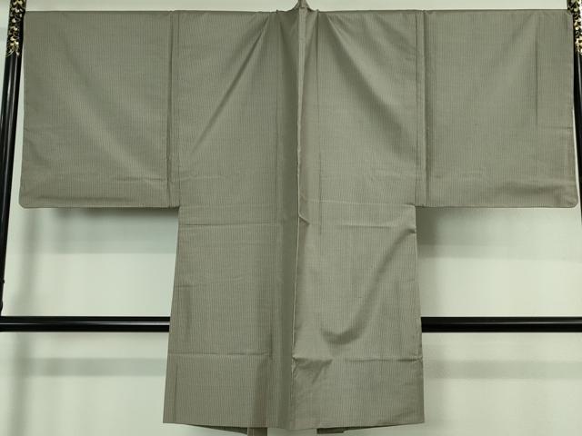 平和屋着物∞極上　男性　長羽織　本場縞大島紬　キングサイズ　江戸鼠色　羽裏・水車小屋　逸品　未使用　DZAB4341kh6