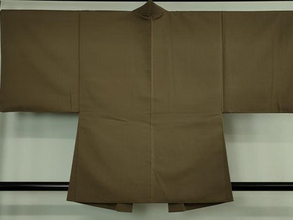 平和屋着物∞極上　男性　羽織　紬地　枯茶色　羽裏・唐獅子　逸品　DZAB4342kh6