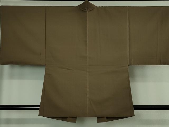 平和屋着物∞極上　男性　羽織　紬地　枯茶色　羽裏・唐獅子　逸品　DZAB4342kh6