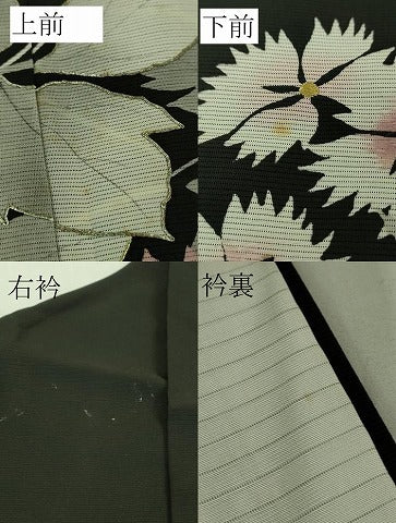 平和屋本店＊極上 夏物 黒留袖 お引きずり・お引き摺り 舞妓 芸妓 芸者 衣装 絽 駒刺繍 秋草文 黒地 金彩 逸品 DZAB4344kh6
