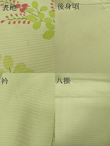 平和屋本店＊極上 夏物 訪問着 お引きずり・お引き摺り 舞妓 芸妓 芸者 衣装 絽 草花文 若芽色地 八掛付き 逸品 DZAB4345kh6