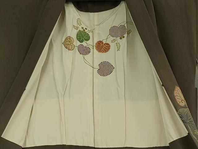 平和屋本店∞極上　長羽織　葵　赤墨茶色地　鬼しぼ縮緬　金彩　逸品　DZAB4348kh6