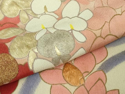 平和屋本店●極上　アンティーク　大正ロマン　振袖　駒刺繍　藤花房　暈し染め　金糸　逸品　DZAB4349kh6